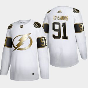 Miehille NHL Tampa Bay Lightning Pelipaita Steven Stamkos #91 Golden Edition Valkoinen Authentic